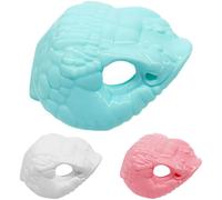 3 Pcs Reptile Hide and Snake Cave Set, 3D Printed Snake Head Accessory for Lizards Geckos Spiders, PETG Plastic Reptile Decor for Habitat Landscaping, Pink White and Blue Terrarium Ornaments