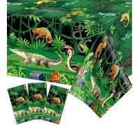 3 Pcs Reptile Swamp Party Tablecloth, Reptile Swamp Tablecovers Alligator Turtle Jungle Animal Birthday Party Decorations Wildlife Lizard Snake Rectangle Disposable Plastic Table Covers,54 x 87In