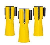 3 Pcs Retractable Traffic Cone Topper Tape - 3 Meter | Yellow black Cone Belt Barrier | Cone Mountable Emergency Warning Belt | High Visibility Yellow Retractable Topper for Traffic Cone