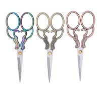 3 Pcs Retro Embroidery Scissors, Sharp Pointed Tip Vintage Detail Shears for Craft Sewing Thread Cutting Artwork Needlework Bronze Brass Color Ti