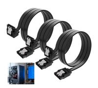 3 PCS Right Angle SATA III Cable 50cm, Sata Cables - High-Speed 6.0Gbps SATA III Cables for Internal Hard Drives and Optical Drives, 90 Degree Connectors for Easy Installation in Tight Spaces (Black)