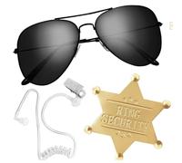3 Pcs Ring Wedding Security Set,Kids Wedding Sunglasses Ring Bearer Proposal Ring Bearer Gifts,Ring Security Badge and Earpiece Cosplay for Kids Wedding Props Police FBI Cosplay (Multicolor3)