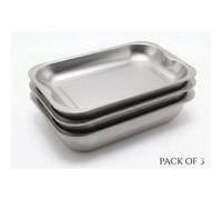 3 Pcs Roasting Stainless Steel Premium Bakeware Oven Roaster Tray Tin