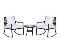 Outsunny 3pc Rattan Rocking Chair Bistro Set - Brown