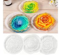 3 Pcs Rose Flower Shaped Coaster Resin Moulds Silicone, Coaster Silicone Moulds for Epoxy Resin, DIY Art Craft Cup Mats, Home Decorations, Creative Gifts
