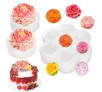 3 PCS Rose Flower Silicone Molds,Flower Candle Molds for Candle Making,Rose Peony Fondant Mold for Jelly Chocolate Cake Decorating, Epoxy Resin Wax Soap Clay Plaster Home Décor Handmade