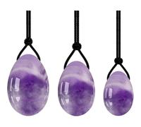 3 Pcs Rose Quartz Yoni Egg Set Jade Eggs Women Kegel Exerciser Jade Vaginal Muscles Tightening Ball Crystal Kegel Eggs,3 Amethyst Eggs