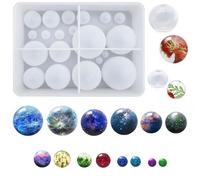 3 PCS Round Ball Resin Molds, AFUNTA No-Stick 3D Sphere Epoxy Resin Molds, Universe Spheroid Silicone Molds for Jewelry, Soap, Candle, Flowers Preservation