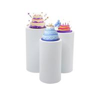 3 Pcs Round Cylinder Pedestal Stand,White Cylinder Pedestal Stands,Dessert Cake Table Display Pillars,Integrated Structure and DIY Fun for Wedding, Birthday, Banquet, Shower Parties Decor