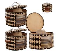 3 Pcs Round Hat Box with Lid 43x43x26cm Soft Felt Hat Storage Box with Clear Window and Handles, Foldable Travel Organiser for Cowboy Hats Sun Hats Fascinators for Wardrobe Storage Travel Dustproof
