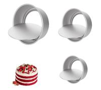 3 Pcs Round Loose Bottom Cake Tin, Aluminum Cake Pan Non-Stick Deep Baking Tins, with Removable Bottom Baking Mould Pan for Baking, Bakeware(4in+6in+8in)
