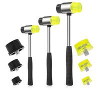 3 PCS Rubber Mallet Set, 24/28/34 mm Double-Faced Soft Hammer Mallet Fret Hammer Plastic Hammers with Replacement Heads for Jewelry Leather Crafts Nylon Hammer