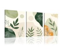3 Pcs Sage Green Wall Art, Boho Abstract Wall Art Framed Canvas Prints for Living Room Bedroom Hallway Stairs Kitchen Wall Decor, 12"x16" (30x40cm)