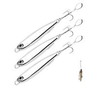 3 PCS Saltwater Lures - 30g Metal Jigs, 10cm Silver Spinner Baits, Tackle Set with Treble Hooks for Mackerel, Bass, Cod, and Pike, Durable Metal Spinners for Boat, Shore, and Offshore Angling