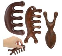 3 Pcs Sandalwood Head Massage Comb, Scalp Massager Round Tooth Comb for Men Women, Wood Therapy Massage Tools, Head Massager Scalp Brush for Gua Sha, Head & Body Massage (Stress Relief, Hair Care)