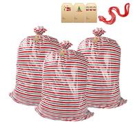 3 PCS Santa Sack, Large Bags for Presents, Jumbo Holiday Sacks with Drawstring and Tags, Perfect for Secret Santa, Party Favors, and Festive Decorations