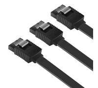 3 Pcs SATA Cable, SATA Cable III, SATA Cable III 6Gbps Straight HDD SDD Data Cable, High Speed Data Transfer for HDD, SSD, CD Drives - Secure Latch, Backwards Compatible, 18 Inch, (Black)
