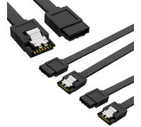 3 PCS sata cables III,sata data cable,6Gbps HDD Data cable,6Gbps Straight Compatible with SATA HDD, CD burner, SSD, CD drive, Blu-ray drive etc（Black）