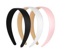 3 PCS Satin Headbands 1.1Inch Wide Hard Hair Bands Non Slip Fashion Plain Head Band Solid Hairband Halloween Christmas Cosplay DIY Holiday Hair Accessories for Women Girls