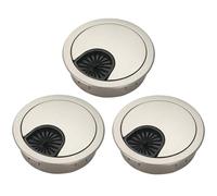 3 Pcs Satin Nickel Metal Cable Grommet, Zinc Alloy Desk Table Grommet Cable Cord Hole Cover for Home and Office, Fits 2inchs Hole 50MM Black(Brushed Silver,2 inchs(50MM))