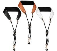 3 Pcs Saxophone Neck Strap, Premium Saxophone Soft Leather Padded Sax Neck Strap for Alto/Tenor/Soprano, Adjustable length Clarinet Neck Band with Metal Hook and Adjustment Buckle - Holds Over 66 lbs