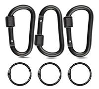3 Pcs Screw Lock Key Carabiner Carabiner Clips Screw Lock Key Carabiner Small Carabiner Clips for Camping Hammocks Hiking Backpack Pet Leash(5.7x3.1cm/2.24x1.2 in)(Black)