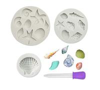 3 Pcs Seashell Silicone Molds Conch Starfish Fondant Mold Sea Urchin Candy Mold DIY Handmade Baking Tools, for Theme Cake Cookie Chocolate Candy Decoration Fondant Polymer Clay