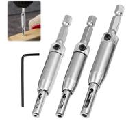 3 Pcs Self Centering Drill Bit Set High Speed Steel Centre Drilling Bits Change Door Hinge Pilot Centre Drill Bit 1/4" Hex Shank Pilot Hole Drill Bit for Window Cabinet Woodworking,5/64", 7/64", 9/64"