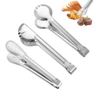 3 Pcs Serving Buffet Tongs, 9 inch Multifunctional Kitchen Tongs Set, Stainless Steel Cooking Tongs with Long Handle, Fork and Spoon Tongs, Serving and Salad Tongs, for Pasta, Salad, BBQ