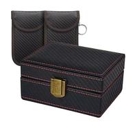 3 Pcs/Set Car Key Signal Blocker Wooden Faraday Box PU Leather Signal Blocker Pouch RFID Security Anti Theft Key Bag Universal