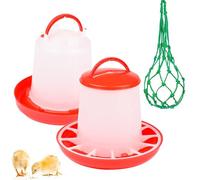3 Pcs Set Chicken Feeder, Chick Feeder, Chicken Water Dispenser, Complete Poultry Kit (Feed Tube, Water Bucket & Feed Net) for Hens & Chicks, Durable Farm Essential