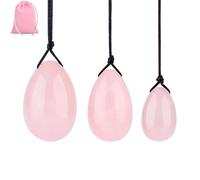 3 Pcs Set Eggs Massage Stone, Natural Pink Rose Quartz Jade Eggs Balls for Women Body Massage Muscle Training, Crystal Massage Stone Relax Exercise,Massager