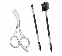 3 Pcs/set Eyebrow Scissors Set with Brow Brush and Lash Comb | Scissor with comb, double-ended brow comb and brush, for shaping brows and lashes, suitable for daily grooming