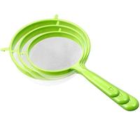 3 PCS/Set Flour Sifter with Long Handle, Plastic Hangable Flour Colander Powder Filter Strainer Fine Mesh Colander Coffee Filter Tea Strainer, Strainers and Colanders and Food Strainers（Green）