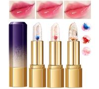 3 Pcs/Set Flower Jelly Lipstick Set Temperature Change Moisturizer Long Lasting Nutritious Balm Magic Color Change Lip Gloss