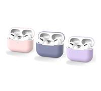 3 Pcs Set (Pink+2 Purple) Case for AirPods 4, Men Women Ultra Thin Soft Silicone TPU Solid Colors Earphone Cover Skin Earbud Protection Wireless Charging Cover for AirPods 4