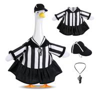 3 Pcs/Set Referee Porch Goose Outfits, Lawn Goose Statue Women Referees Costume, Garden Goose Clothes Referee Dress Hat and Whistle for 23" Statue Halloween Sports Season Outdoor Patio Yard Decor
