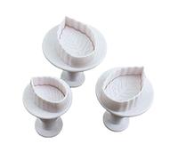 3 Pcs/Set Rose Leaf Plunger Fondant Decorating Sugar Craft Mold Cutter Cake Pastry Cookie Tools Fondant Cutter Plunger Shapes Set for Cake