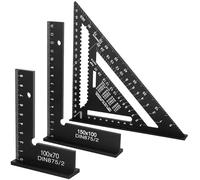 3 Pcs Set Square, Speed Square, Carpenters square, 90 Degree Right Angle Ruler 100x70mm and 150x100mm and 18cm Triangular Ruler, Tool for DIY, Homework, Woodwork