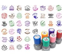 3 pcs Set Teacher Stamp, School Stamp, You Pick Image Ink Color, Classroom Stamp, Reward Stamp, self Inking Stamp, Small Round Rubber Stamp