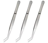 3 Pcs Sewing Machine Curved Tweezers Set Professional Grade Stainless Steel Angled Tweezers Multipurpose Universal Bent Tip Tweezers for Crafts Repairing Jewelry Craft Tool