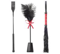 3 Pcs Sex Whip and Crop Set BDSM Whip Leather Horse Crop Feather Tickler for Adults Bedroom Play Sex Play Toys for Couples