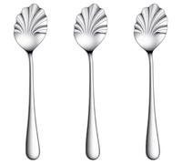 3 PCS Shell Shape Sugar Spoon, Stainless Steel Tiny Spoon for Jam, Silver Demitasse Spoons for Tea Coffee Yogurt, Cute Small Spoons for Dessert, Afternoon Tea
