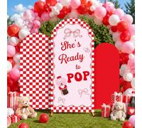 3 Pcs She's Ready to Pop Arch Backdrop Cover Set Soda Baby Shower Decor