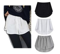 3 Pcs Shirt Extender for Women Adjustable Layering Fake Top Lower Sweep Shirt Half Length Skirt, A Set, Medium