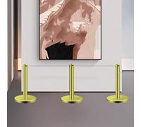 3 Pcs Short Stanchion, 16.4ft Crowd Control Barrier Posts with Weighted Base, Stainless Steel Art Gallery Safety Barriers, for Showcase Without Taking Spotlights Away(Gold)