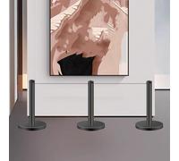 3 Pcs Short Stanchion, 16.4ft Crowd Control Barrier Posts with Weighted Base, Stainless Steel Art Gallery Safety Barriers, for Showcase Without Taking Spotlights Away(Black)