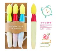 3 Pcs Sidewalk Chalk Paint Brush, Yellow Red Blue Sidewalk Chalks for Kids, Chalk Paint Brushes with Watercolor powder, Add Water to The Brush and Use Washable, Easy to Clean