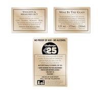 3 Pcs Signs Essential Bar Licensing Sign Pack GOLD 3 Pcs Signs 25ml Pub Restaurant Catering