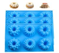 3 PCS Silicone Baking Mold Food-Grade Silicone Cake Pan Non Stick Mini Cake Mold Reusable Mini Pans Multipurpose Pans for Baking Cupcake Chocolate Blue